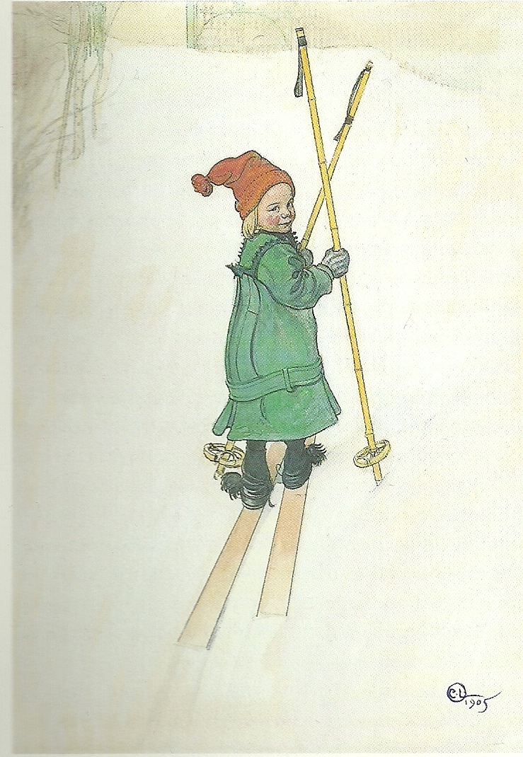 Carl Larsson esbjorn pa skidor-start strart